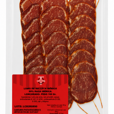 Lomo de bellota ibérico loncheado (100 gr)